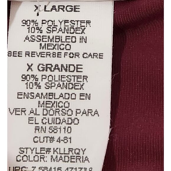 Kathie Lee Burgundy Velour Glitter Floral Design Bodice Top XL Lightweight Soft - Picture 5 of 5